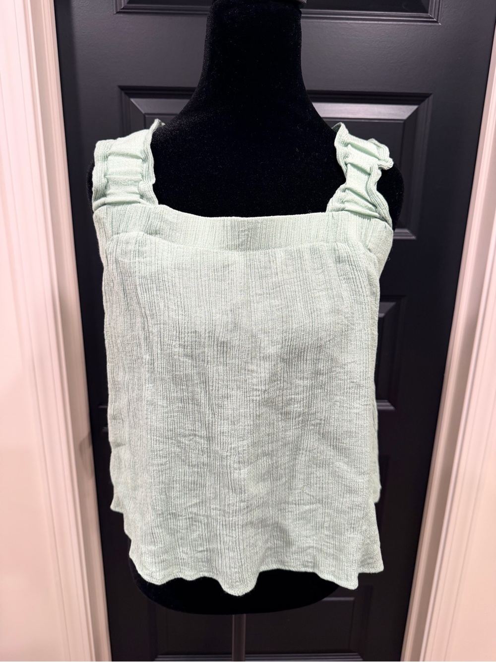 Light Mint Sleeveless Ruffle Strap Top